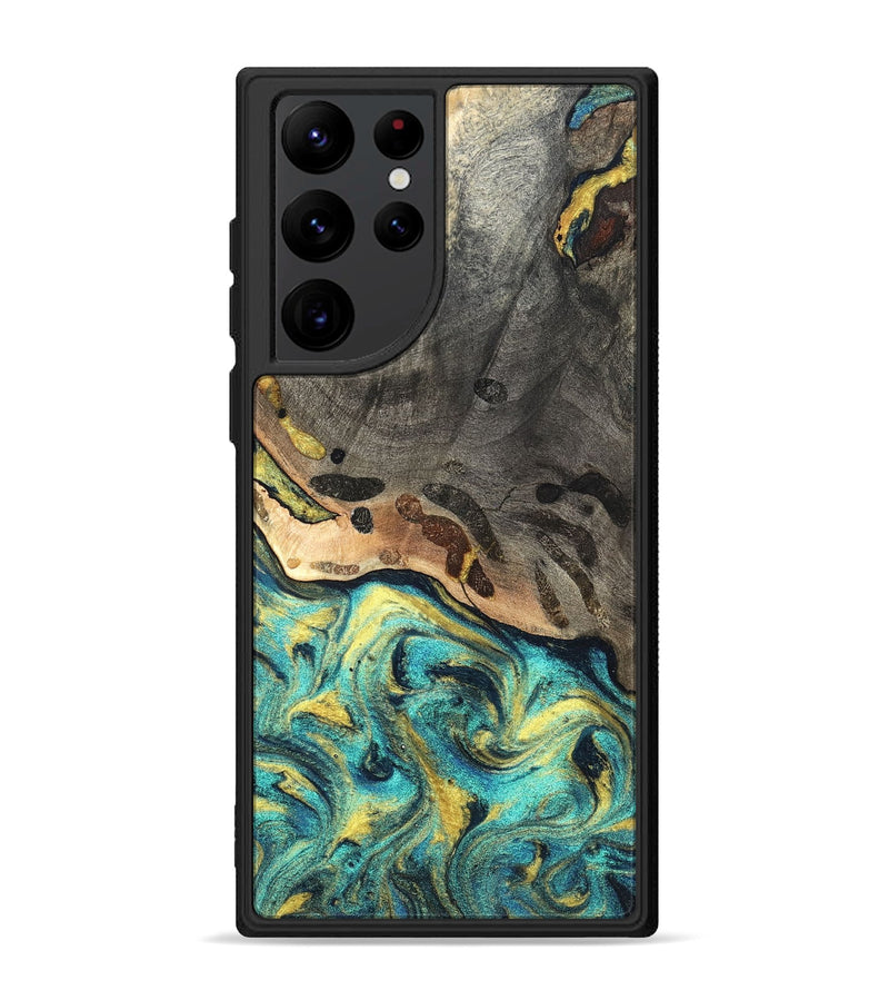 Galaxy S22 Ultra Wood Phone Case - Santos (Teal & Gold, 820117)