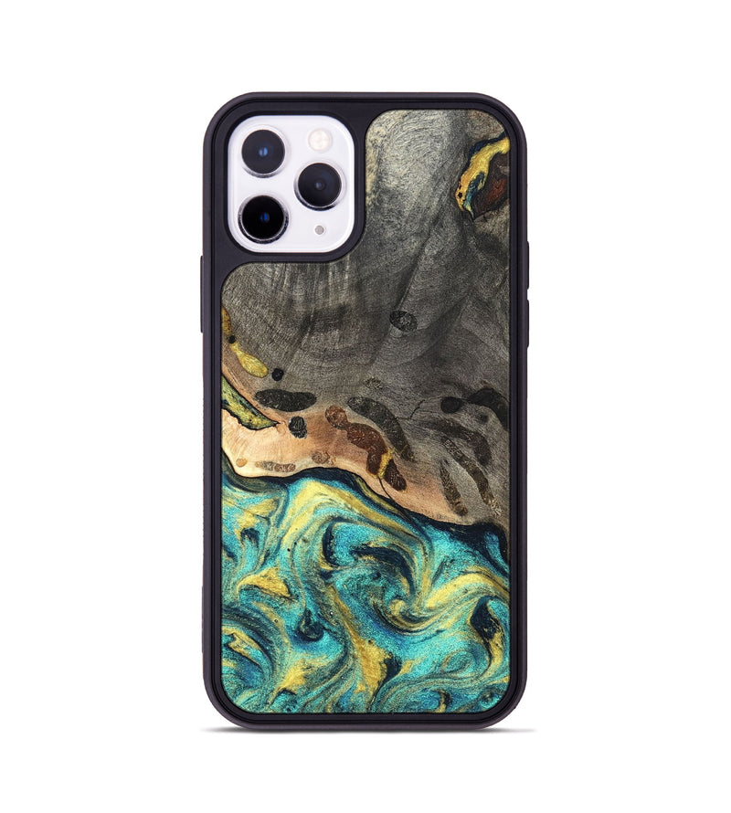iPhone 11 Pro Wood Phone Case - Santos (Teal & Gold, 820117)