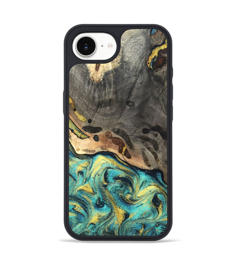 iPhone 16e Wood Phone Case - Santos (Teal & Gold, 820117)