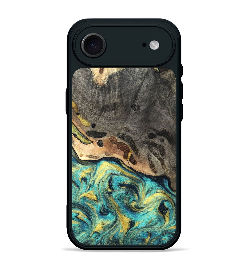 iPhone 17 Air Wood Phone Case - Santos (Teal & Gold, 820117)