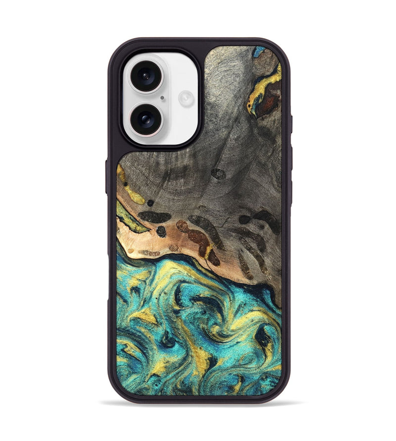 iPhone 17 Wood Phone Case - Santos (Teal & Gold, 820117)