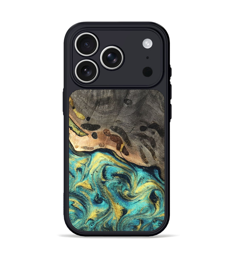 iPhone 17 Pro Wood Phone Case - Santos (Teal & Gold, 820117)