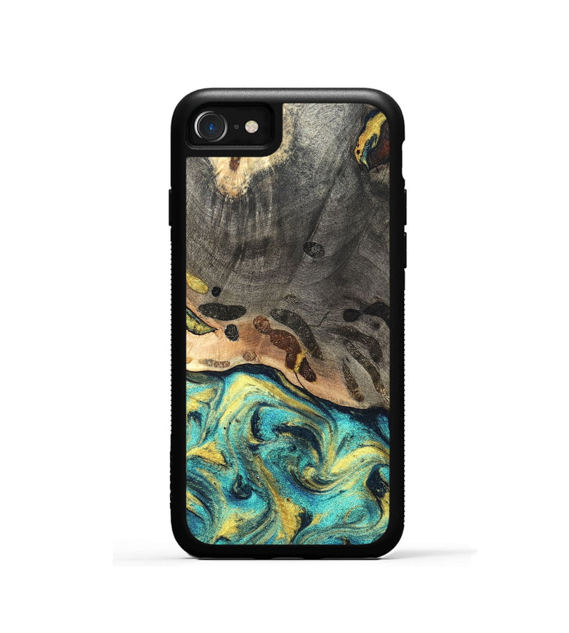iPhone SE Wood Phone Case - Santos (Teal & Gold, 820117)