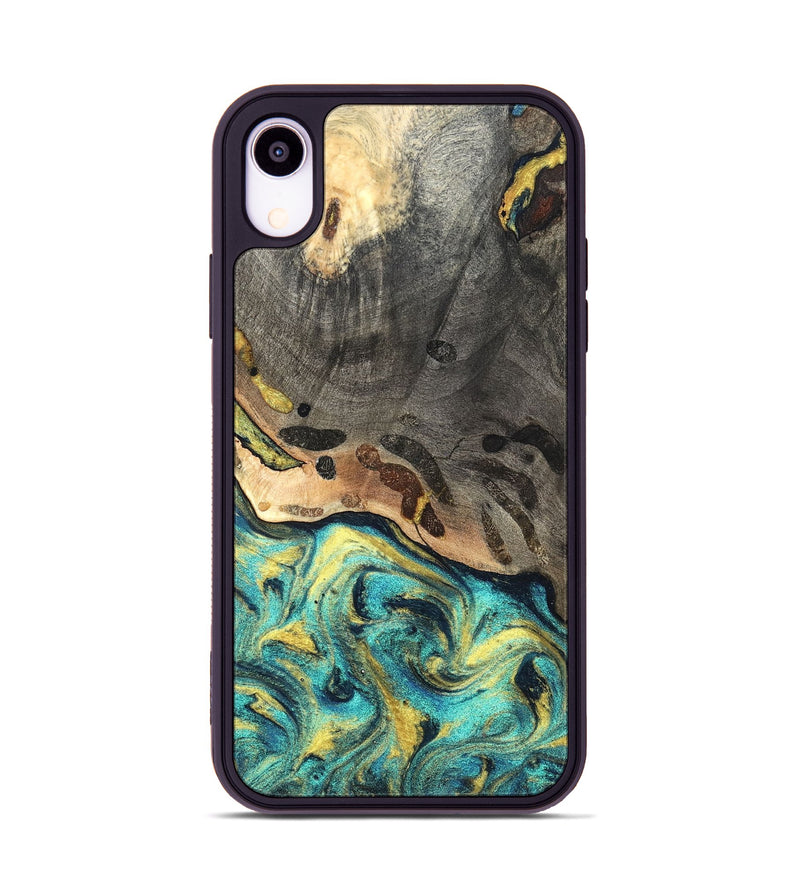 iPhone Xr Wood Phone Case - Santos (Teal & Gold, 820117)