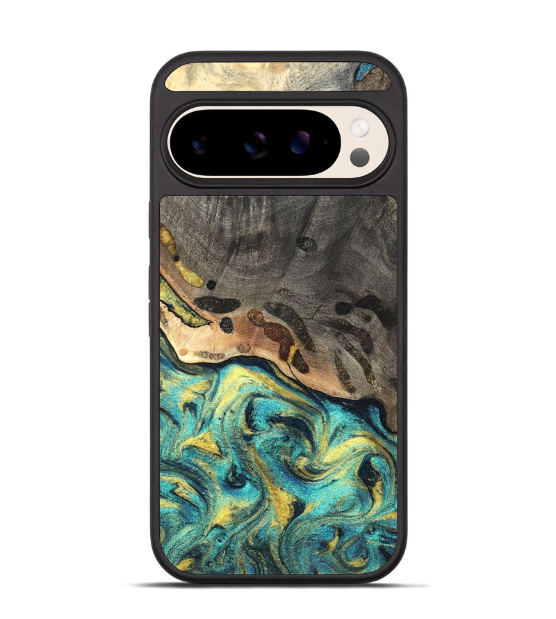 Pixel 10 Pro Wood Phone Case - Santos (Teal & Gold, 820117)