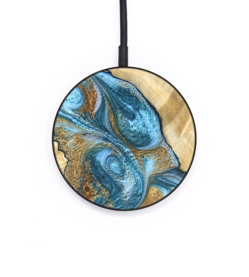 Circle Wood Wireless Charger - Declan (Teal & Gold, 820118)