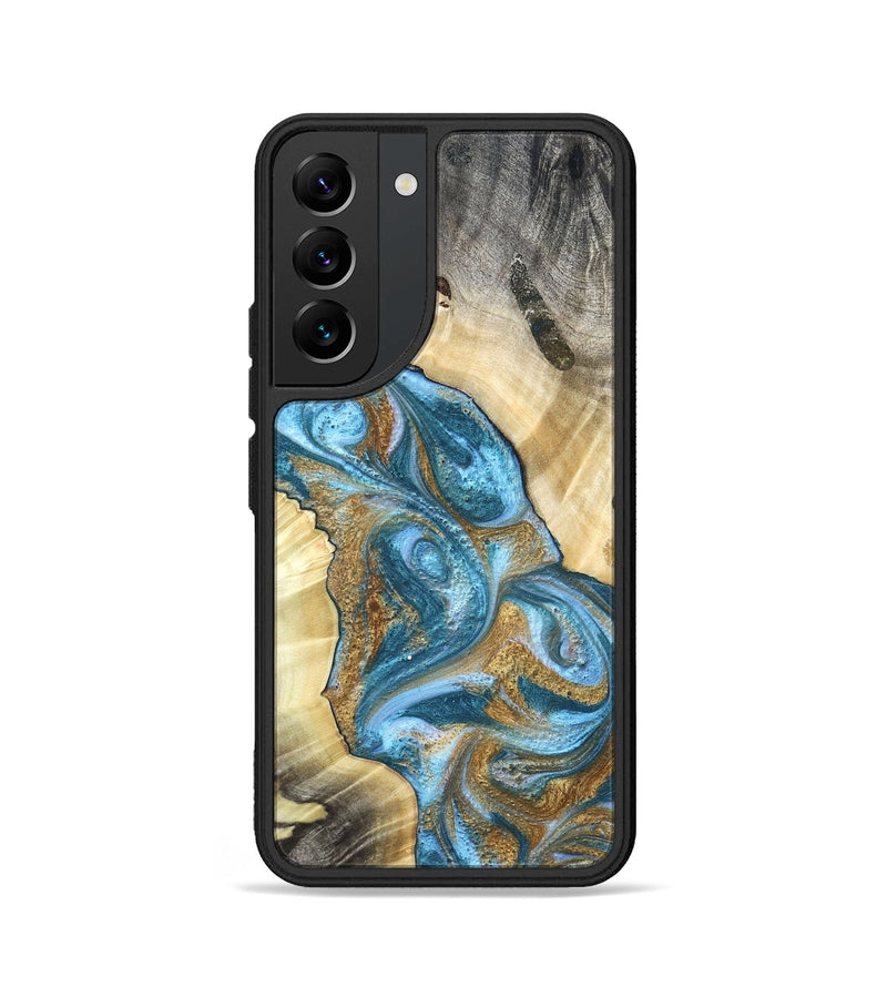 Galaxy S22 Wood Phone Case - Declan (Teal & Gold, 820118)