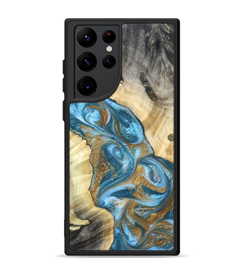 Galaxy S22 Ultra Wood Phone Case - Declan (Teal & Gold, 820118)