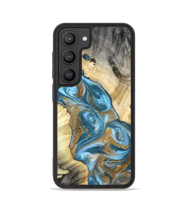 Galaxy S23 Wood Phone Case - Declan (Teal & Gold, 820118)