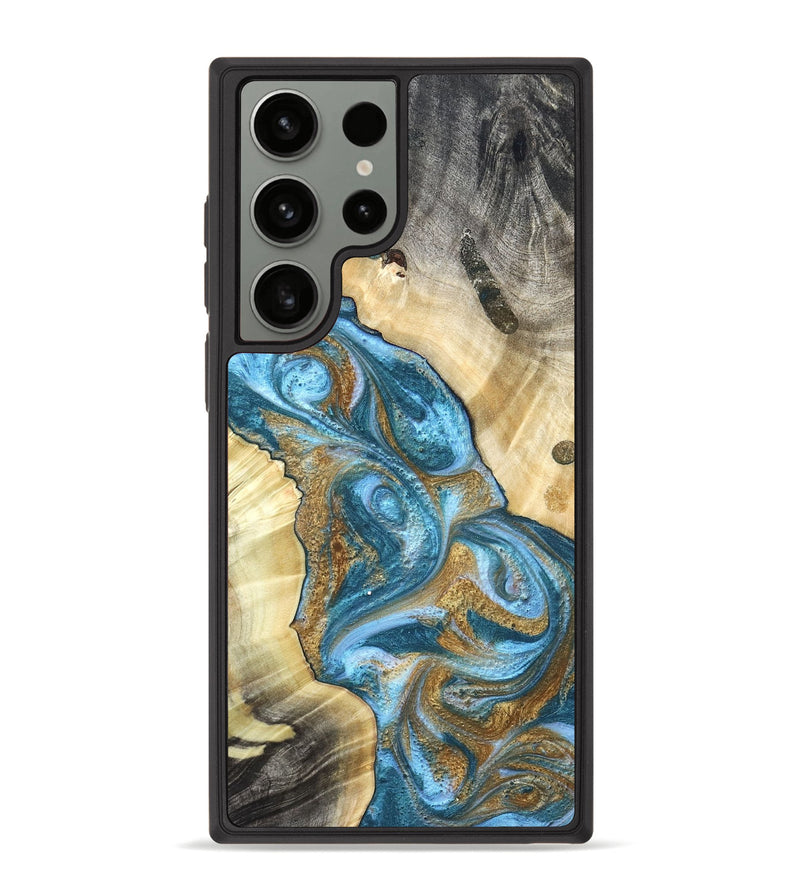 Galaxy S23 Ultra Wood Phone Case - Declan (Teal & Gold, 820118)