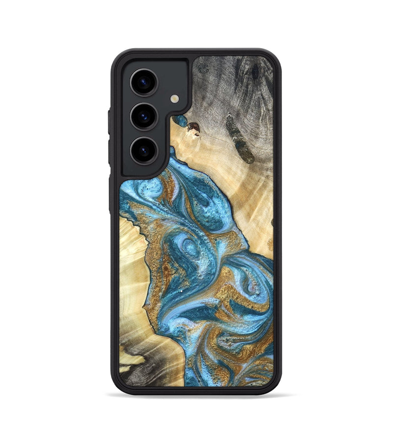 Galaxy S24 Wood Phone Case - Declan (Teal & Gold, 820118)