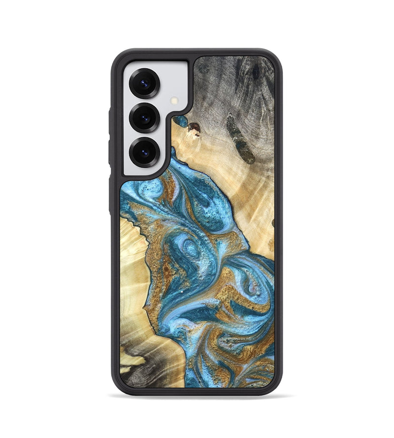 Galaxy S25 Wood Phone Case - Declan (Teal & Gold, 820118)