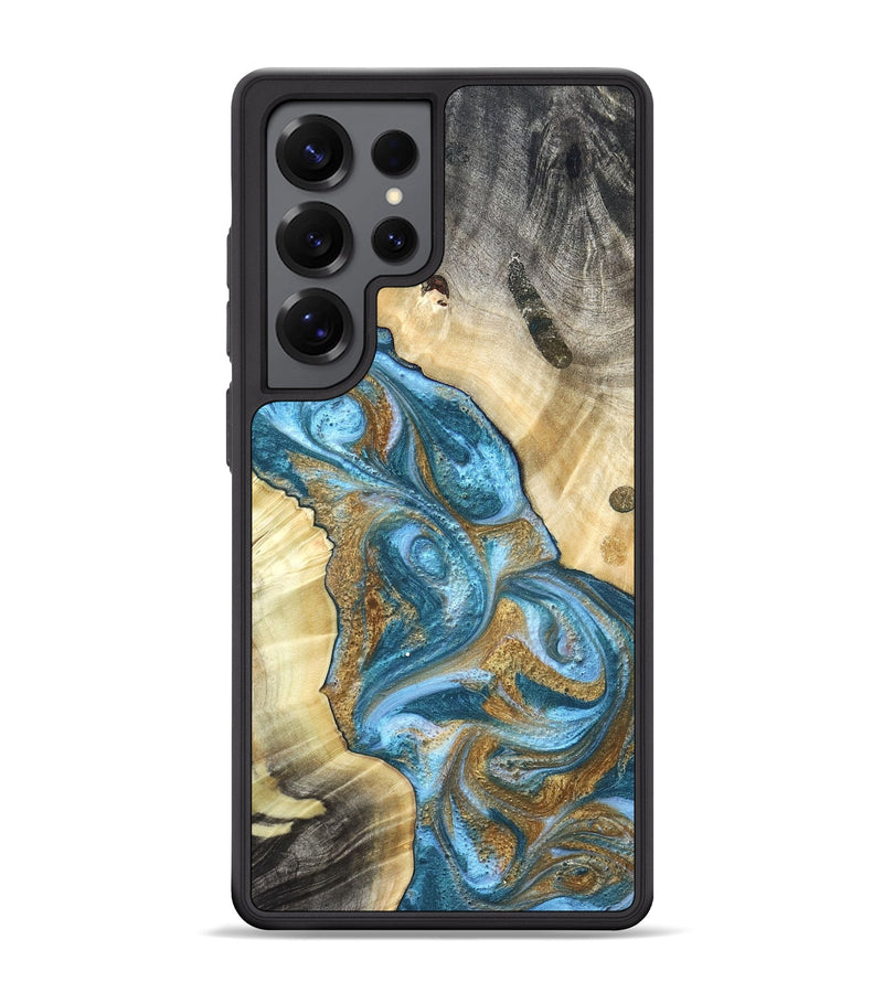Galaxy S25 Ultra Wood Phone Case - Declan (Teal & Gold, 820118)