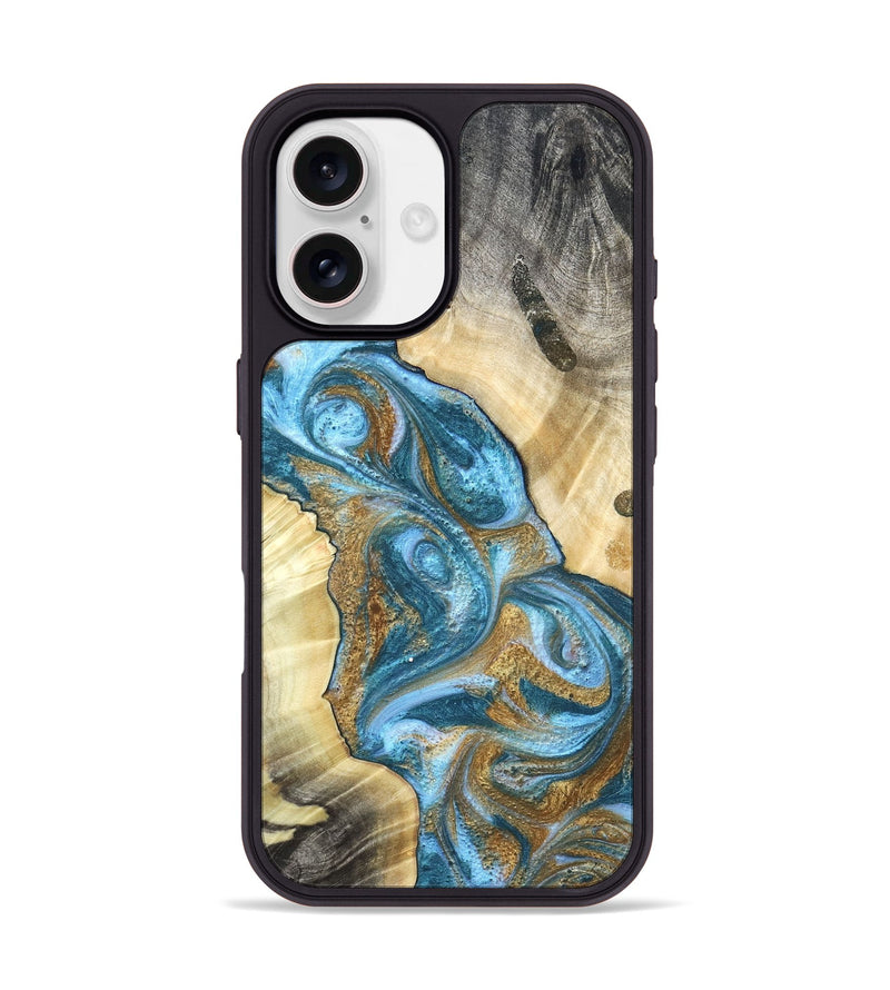 iPhone 17 Wood Phone Case - Declan (Teal & Gold, 820118)