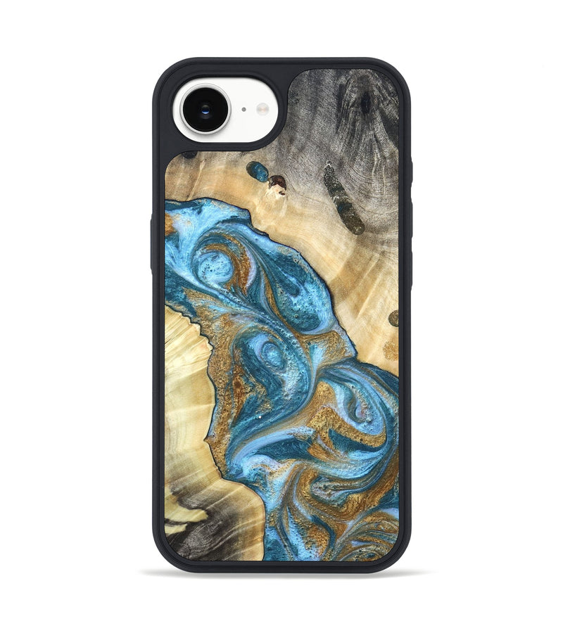 iPhone 17e Wood Phone Case - Declan (Teal & Gold, 820118)