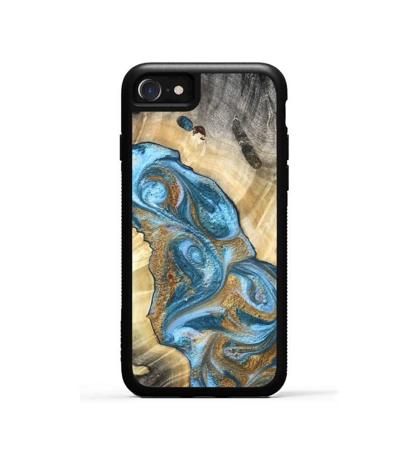 iPhone SE Wood Phone Case - Declan (Teal & Gold, 820118)