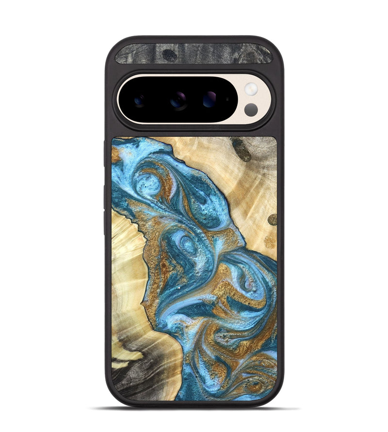 Pixel 10 Wood Phone Case - Declan (Teal & Gold, 820118)
