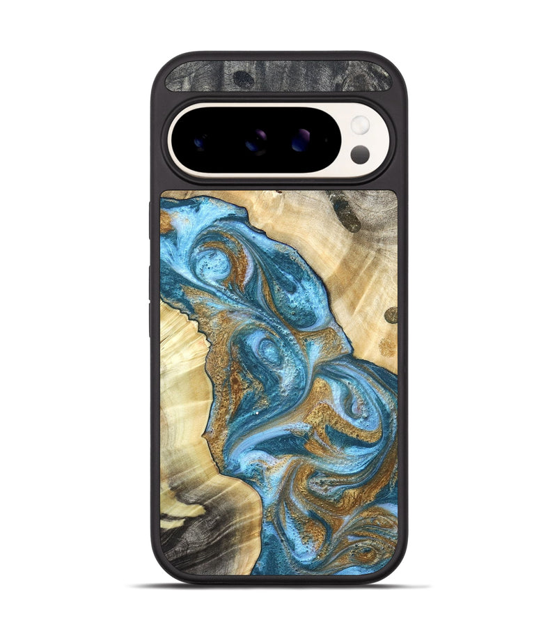 Pixel 9 Wood Phone Case - Declan (Teal & Gold, 820118)