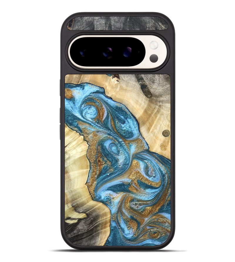 Pixel 9 Pro XL Wood Phone Case - Declan (Teal & Gold, 820118)