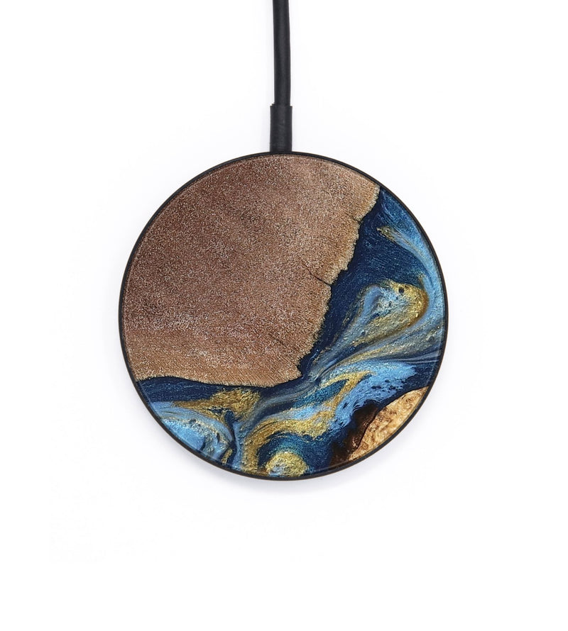 Circle Wood Wireless Charger - Isa (Teal & Gold, 820119)