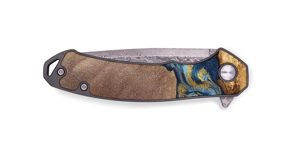 EDC Wood Pocket Knife - Isa (Teal & Gold, 820119)