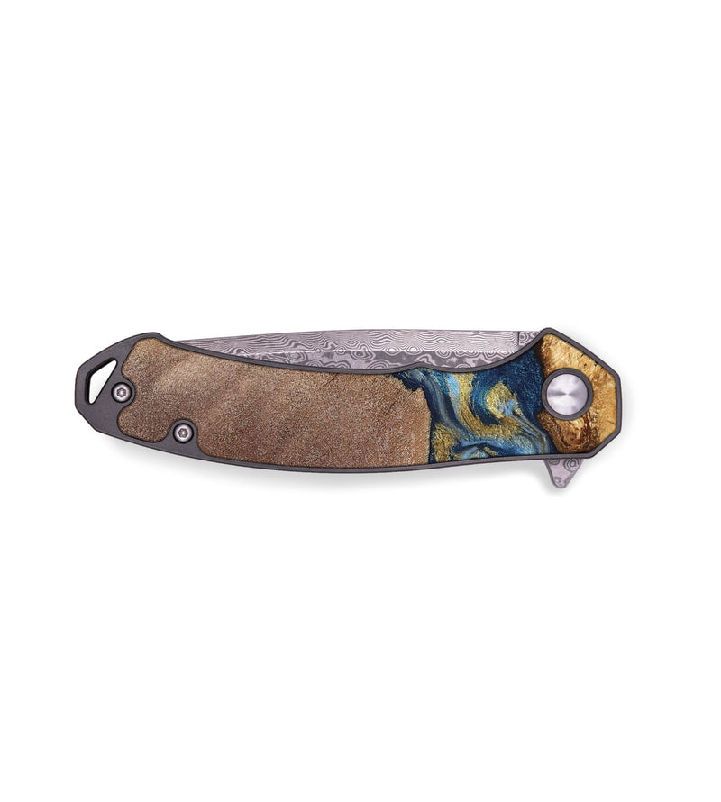 EDC Wood Pocket Knife - Isa (Teal & Gold, 820119)