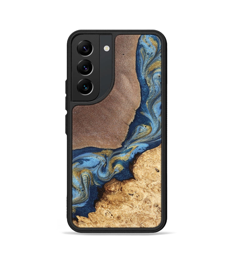 Galaxy S22 Wood Phone Case - Isa (Teal & Gold, 820119)