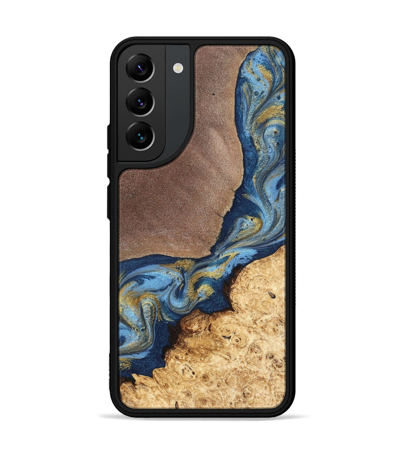 Galaxy S22 Plus Wood Phone Case - Isa (Teal & Gold, 820119)
