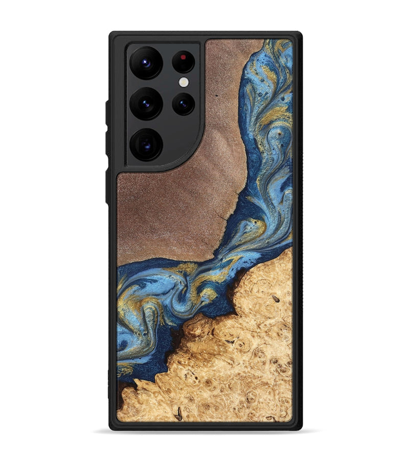 Galaxy S22 Ultra Wood Phone Case - Isa (Teal & Gold, 820119)