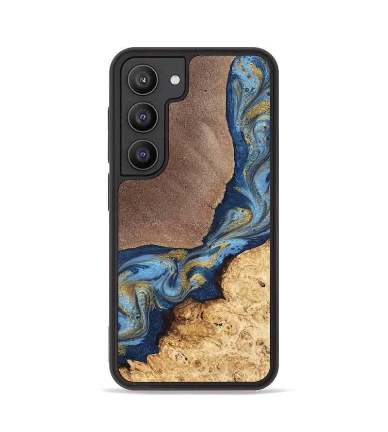 Galaxy S23 Wood Phone Case - Isa (Teal & Gold, 820119)