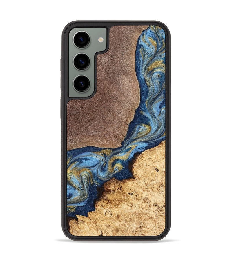 Galaxy S23 Plus Wood Phone Case - Isa (Teal & Gold, 820119)