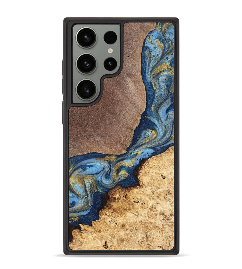 Galaxy S23 Ultra Wood Phone Case - Isa (Teal & Gold, 820119)