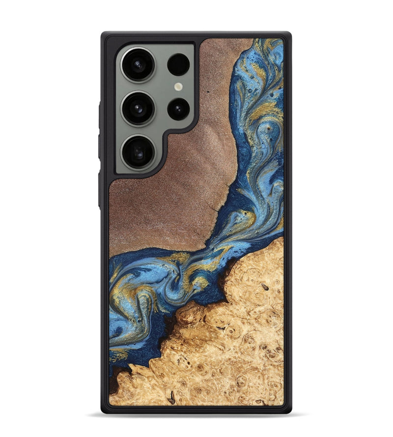Galaxy S24 Ultra Wood Phone Case - Isa (Teal & Gold, 820119)