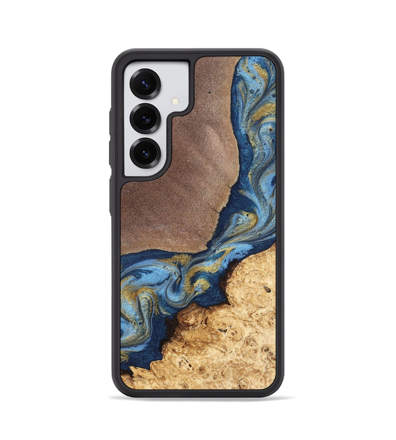 Galaxy S25 Wood Phone Case - Isa (Teal & Gold, 820119)