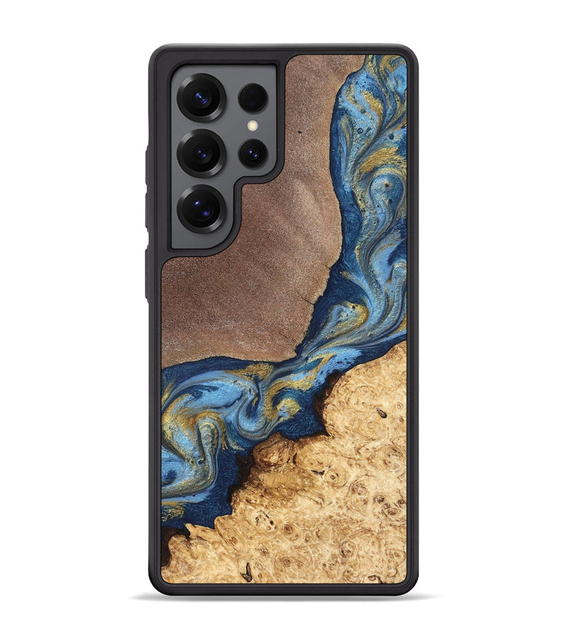 Galaxy S25 Ultra Wood Phone Case - Isa (Teal & Gold, 820119)