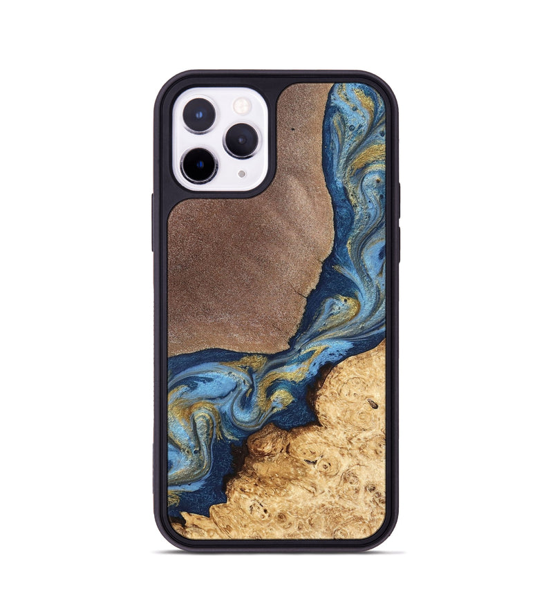 iPhone 11 Pro Wood Phone Case - Isa (Teal & Gold, 820119)