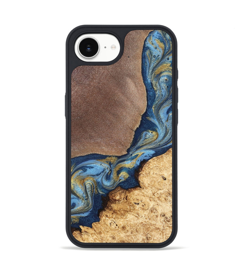 iPhone 16e Wood Phone Case - Isa (Teal & Gold, 820119)