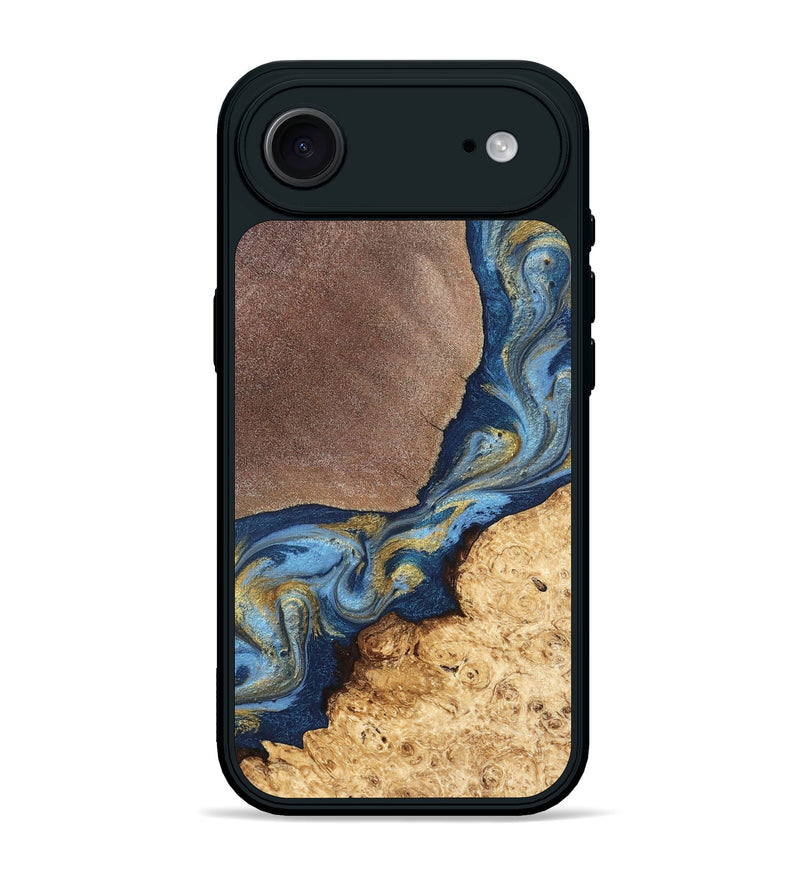 iPhone 17 Air Wood Phone Case - Isa (Teal & Gold, 820119)