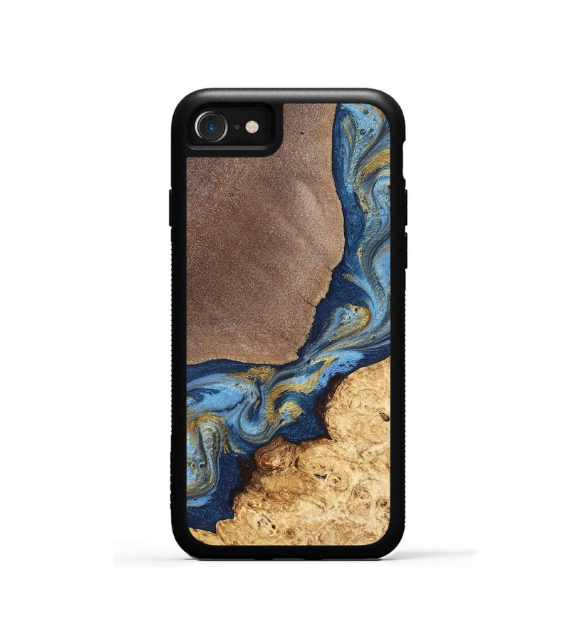 iPhone SE Wood Phone Case - Isa (Teal & Gold, 820119)