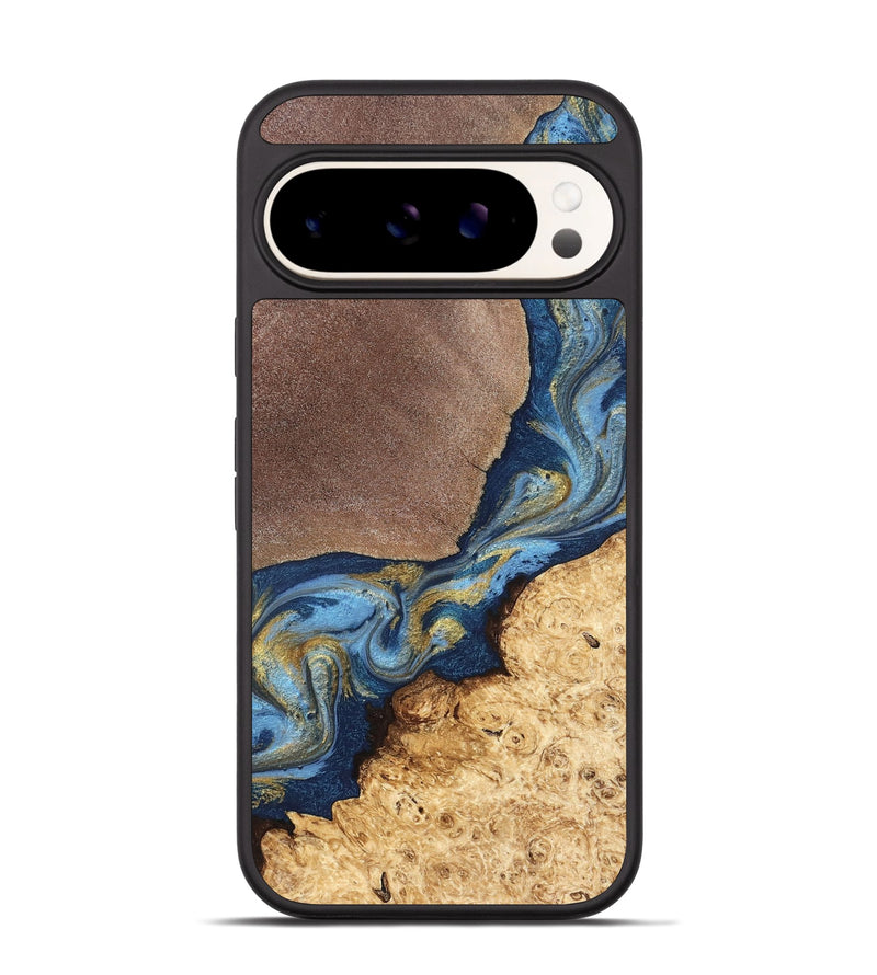 Pixel 9 Pro Wood Phone Case - Isa (Teal & Gold, 820119)