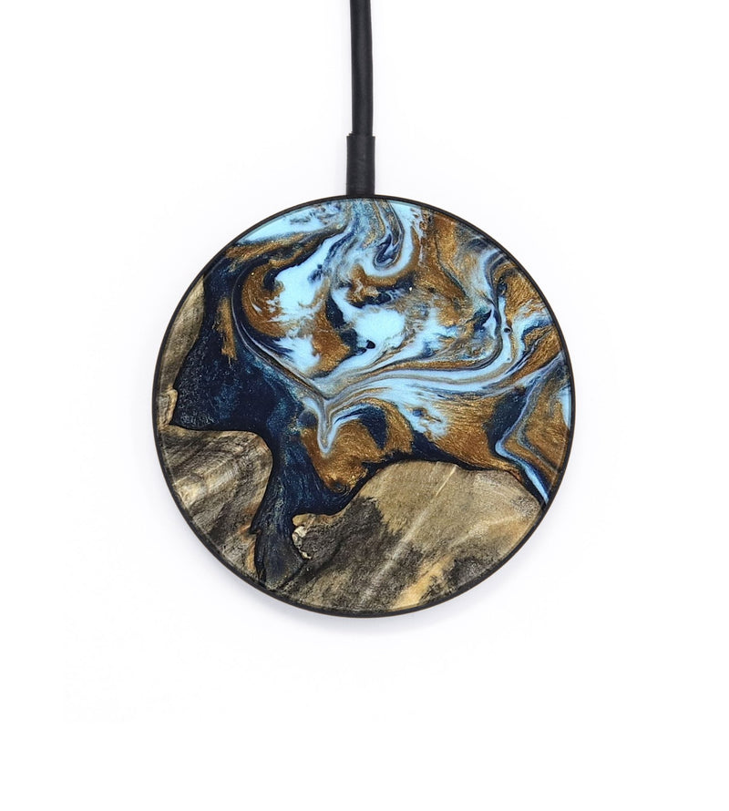 Circle Wood Wireless Charger - Robb (Teal & Gold, 820120)