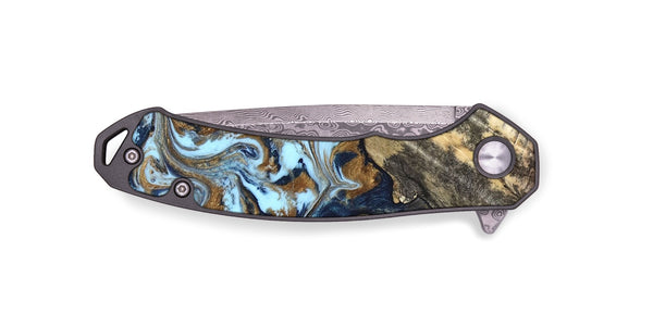 EDC Wood Pocket Knife - Robb (Teal & Gold, 820120)