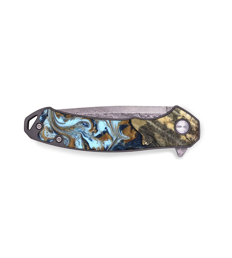 EDC Wood Pocket Knife - Robb (Teal & Gold, 820120)