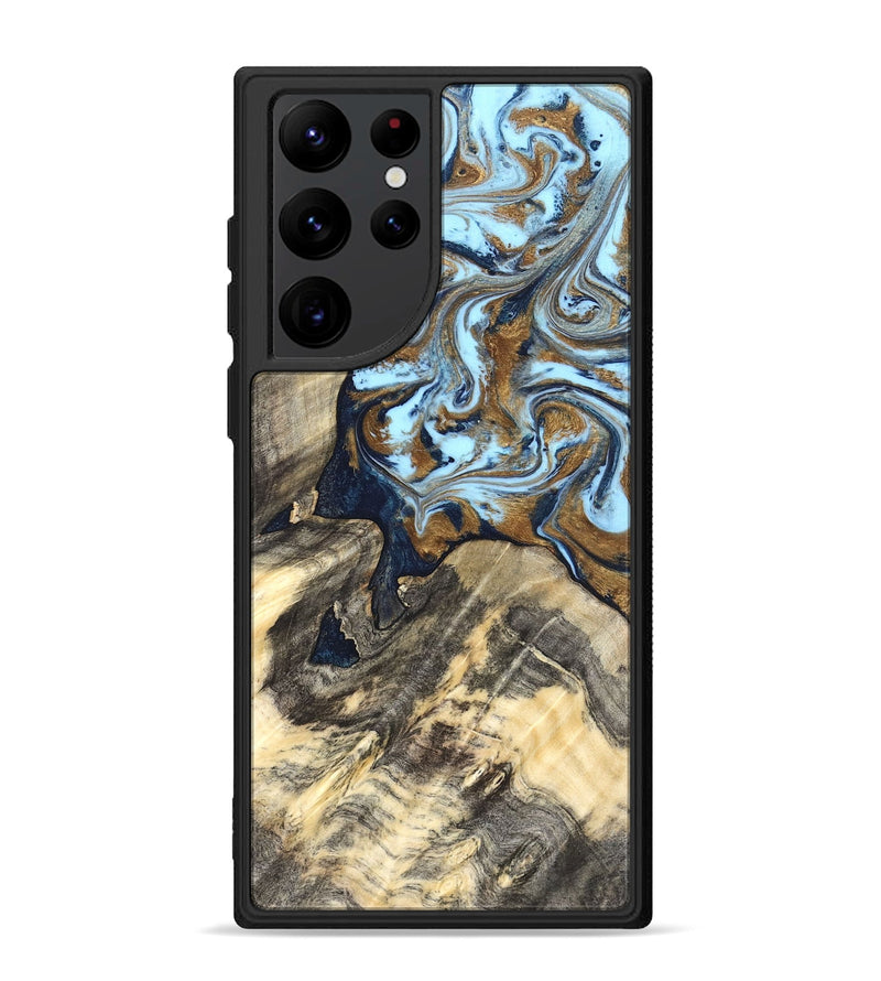 Galaxy S22 Ultra Wood Phone Case - Robb (Teal & Gold, 820120)