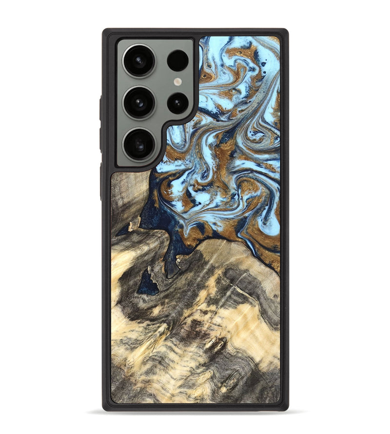 Galaxy S23 Ultra Wood Phone Case - Robb (Teal & Gold, 820120)