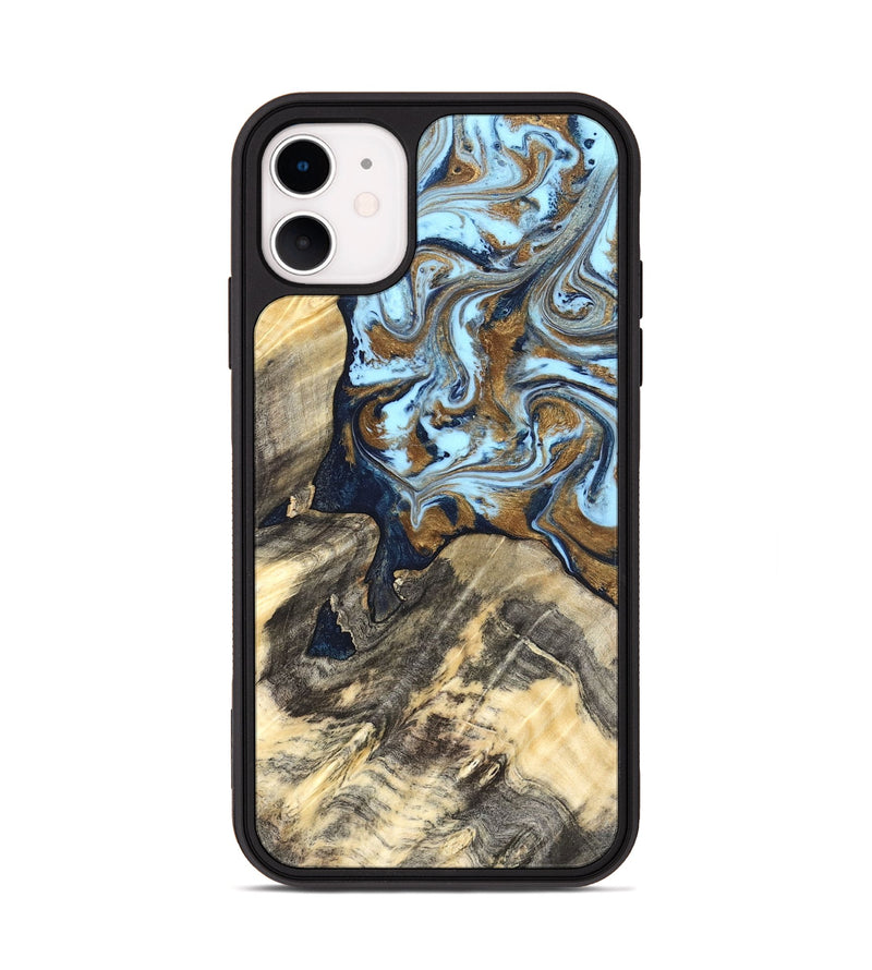 iPhone 11 Wood Phone Case - Robb (Teal & Gold, 820120)