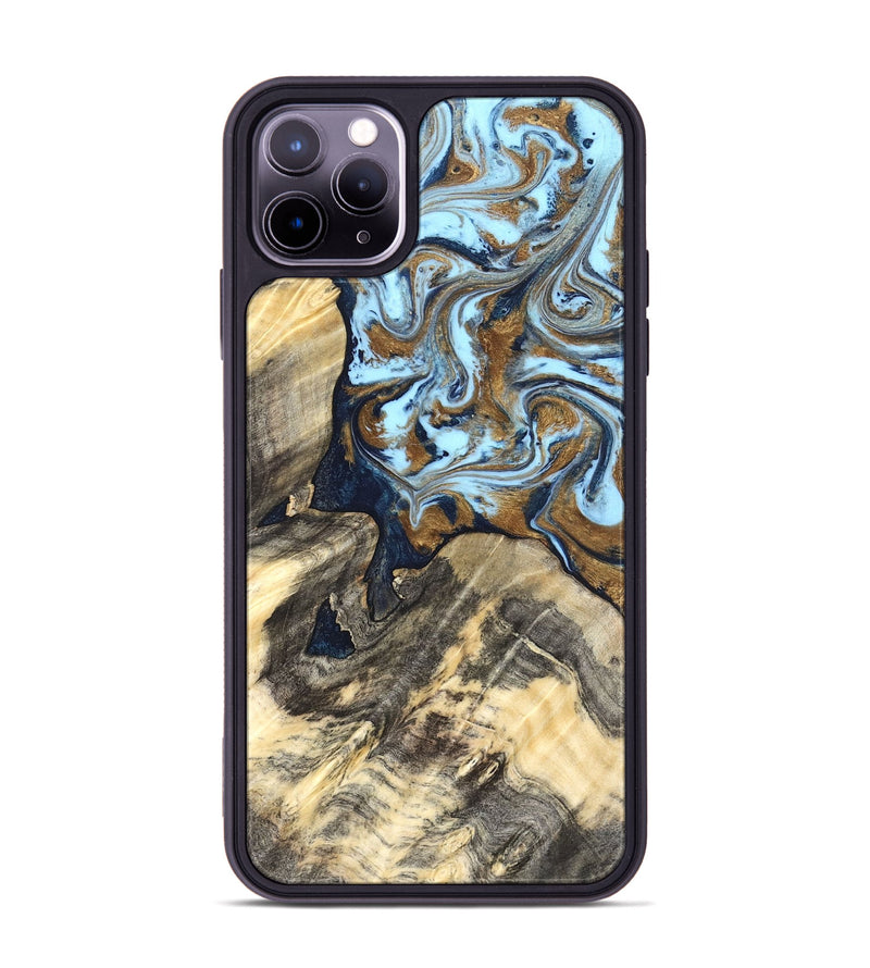 iPhone 11 Pro Max Wood Phone Case - Robb (Teal & Gold, 820120)