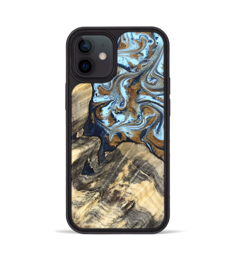 iPhone 12 Wood Phone Case - Robb (Teal & Gold, 820120)