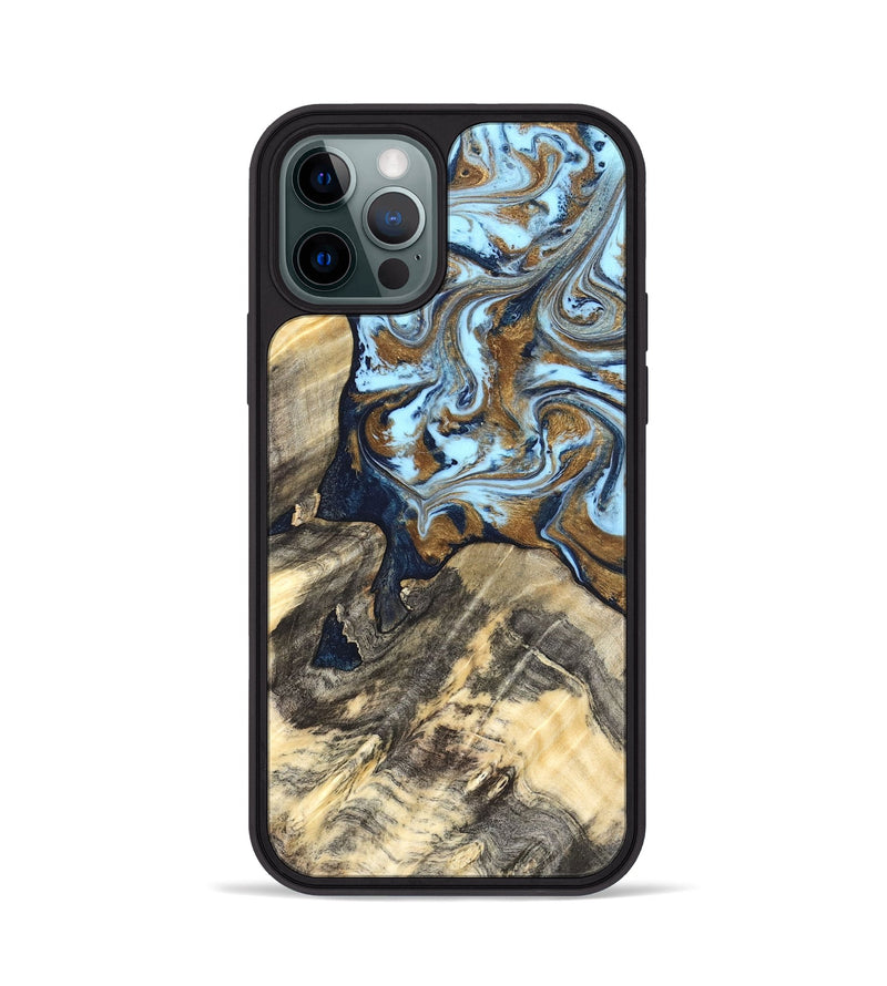 iPhone 12 Pro Wood Phone Case - Robb (Teal & Gold, 820120)