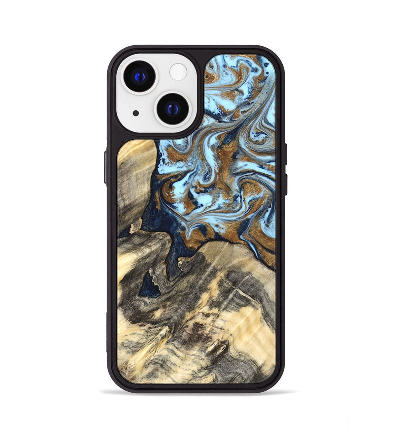iPhone 13 Wood Phone Case - Robb (Teal & Gold, 820120)